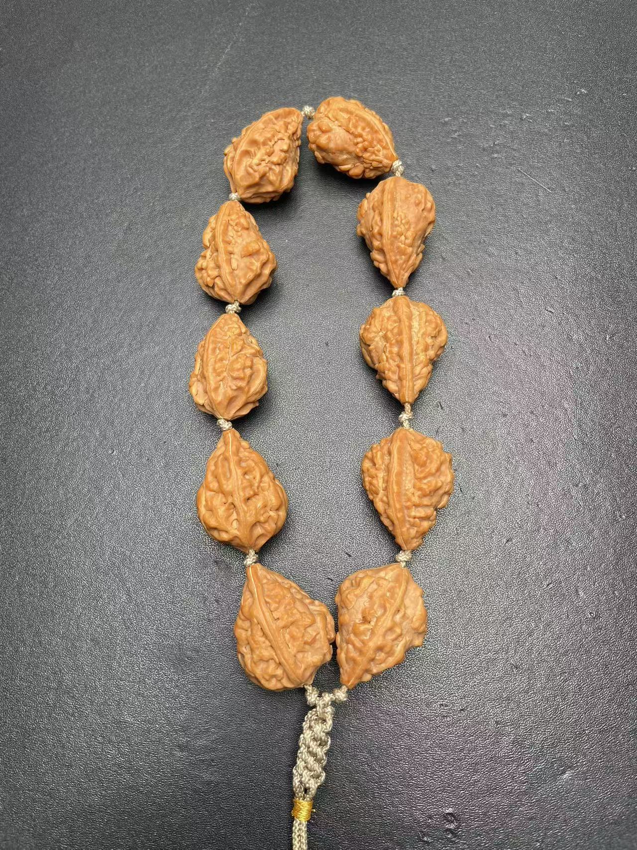 原皮原色麒麟金蟾角文玩小核桃手串