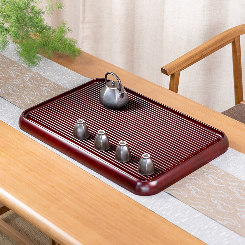 满意60*40*4（红色）25款家用茶盘实木整块高端茶台桌面专用办公