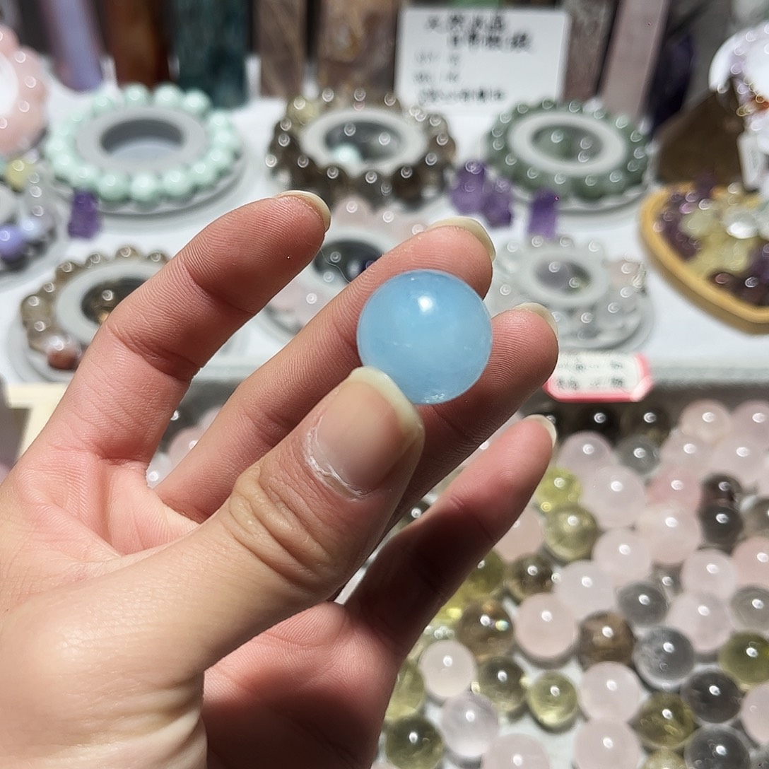 海蓝宝石裸石做绕线吊坠