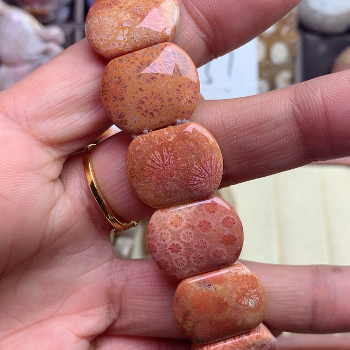 硅化珊瑚（珊瑚玉）颈饰未镶嵌