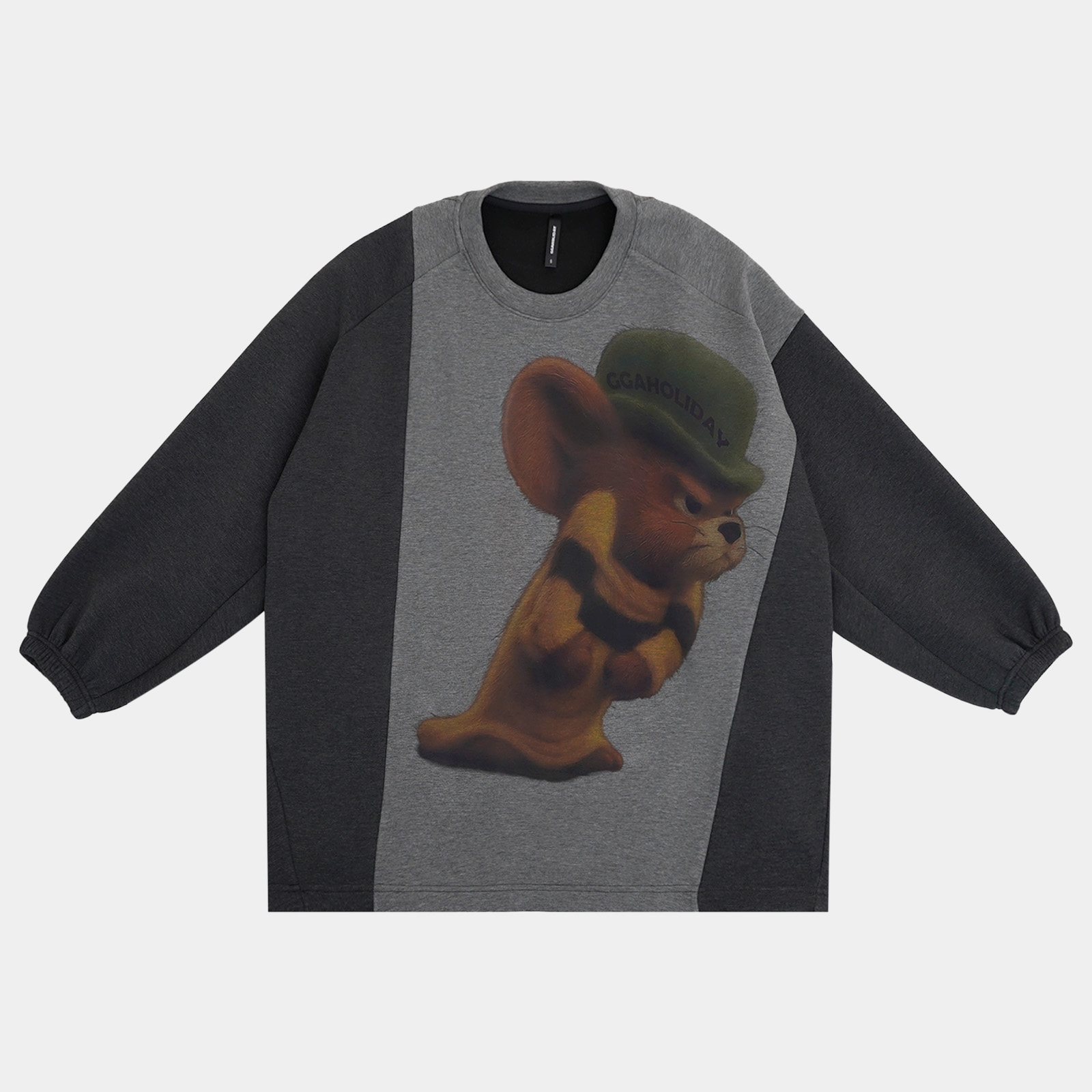 GGAHOLIDAY美式休闲时尚宽松潮流拼色印花长袖复古卫衣-154274