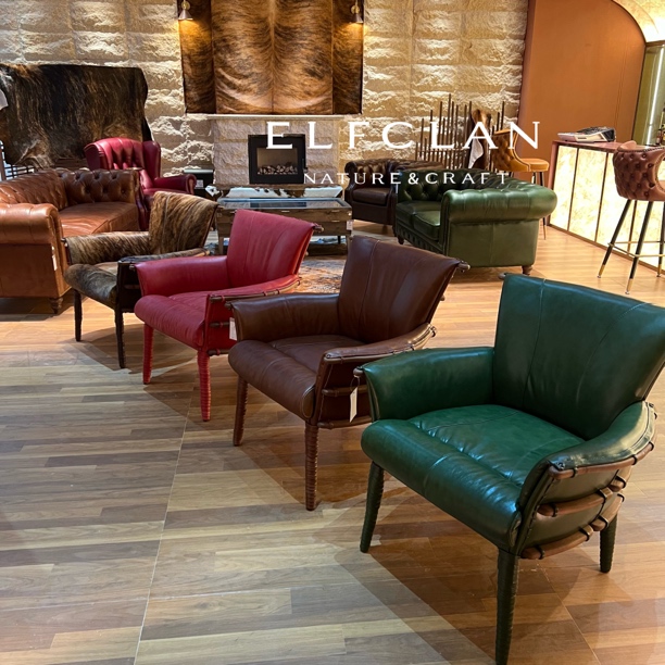 茶室设计真皮轻奢酋长椅单人复古美式牛皮餐椅皮艺主人椅沙发椅