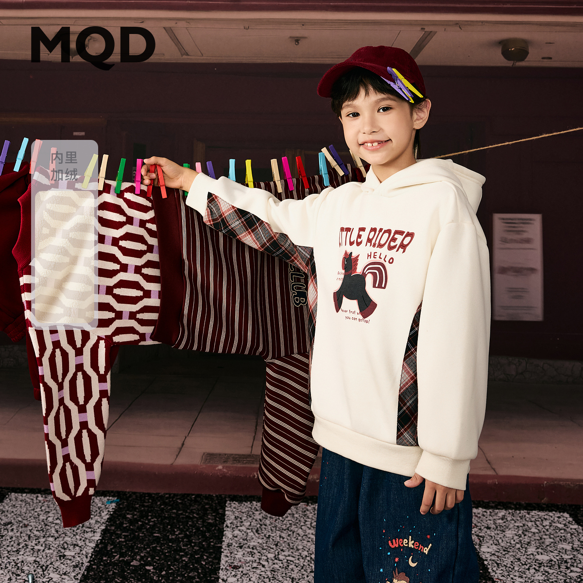 【拜年服】MQD男童25冬新款街潮卡通连帽加绒卫衣9654W0676