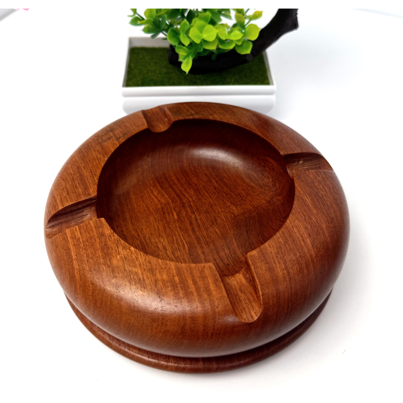 缅甸花梨木实木烟灰缸家用防烟灰飞大果紫檀烟灰缸15cm