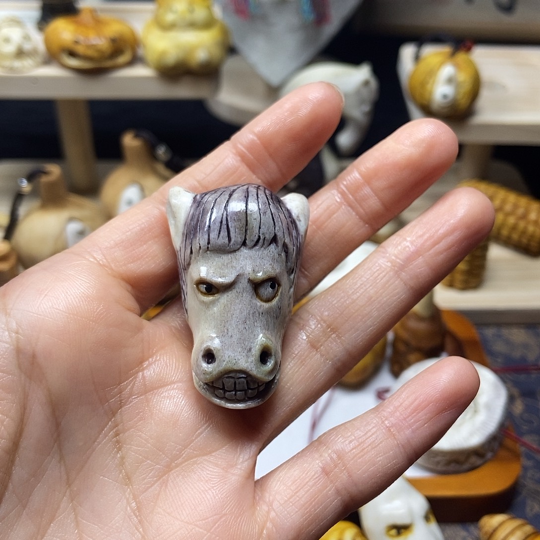 鹿骨手串/手链鹿角根付马头配饰