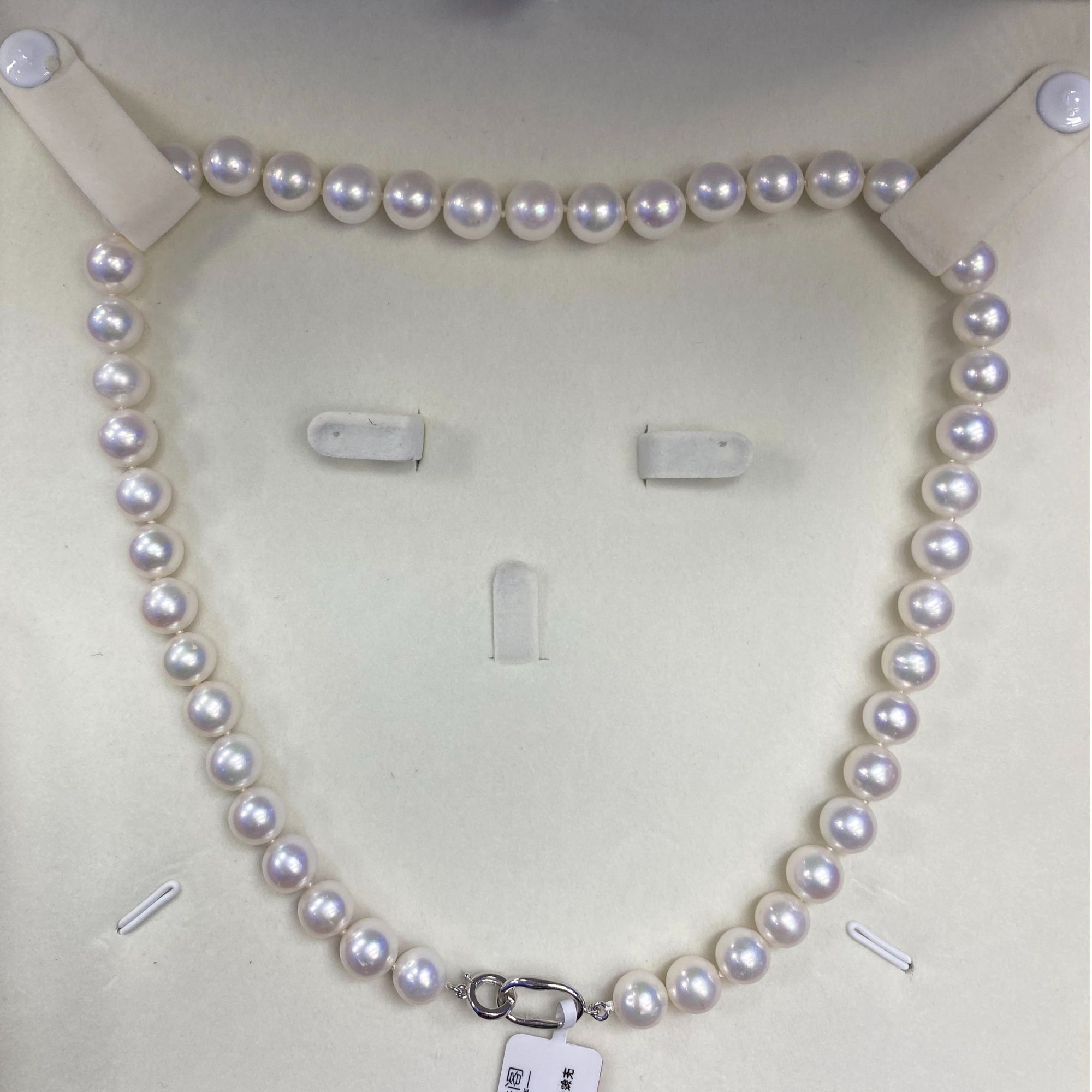 【年中大清仓】S925银/淡水珍珠/白珠无核全珠链8-9mm环环扣S925银