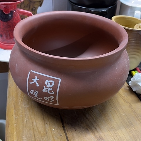 微瑕，不能明火，口径20，高13无盖紫砂3L汤锅