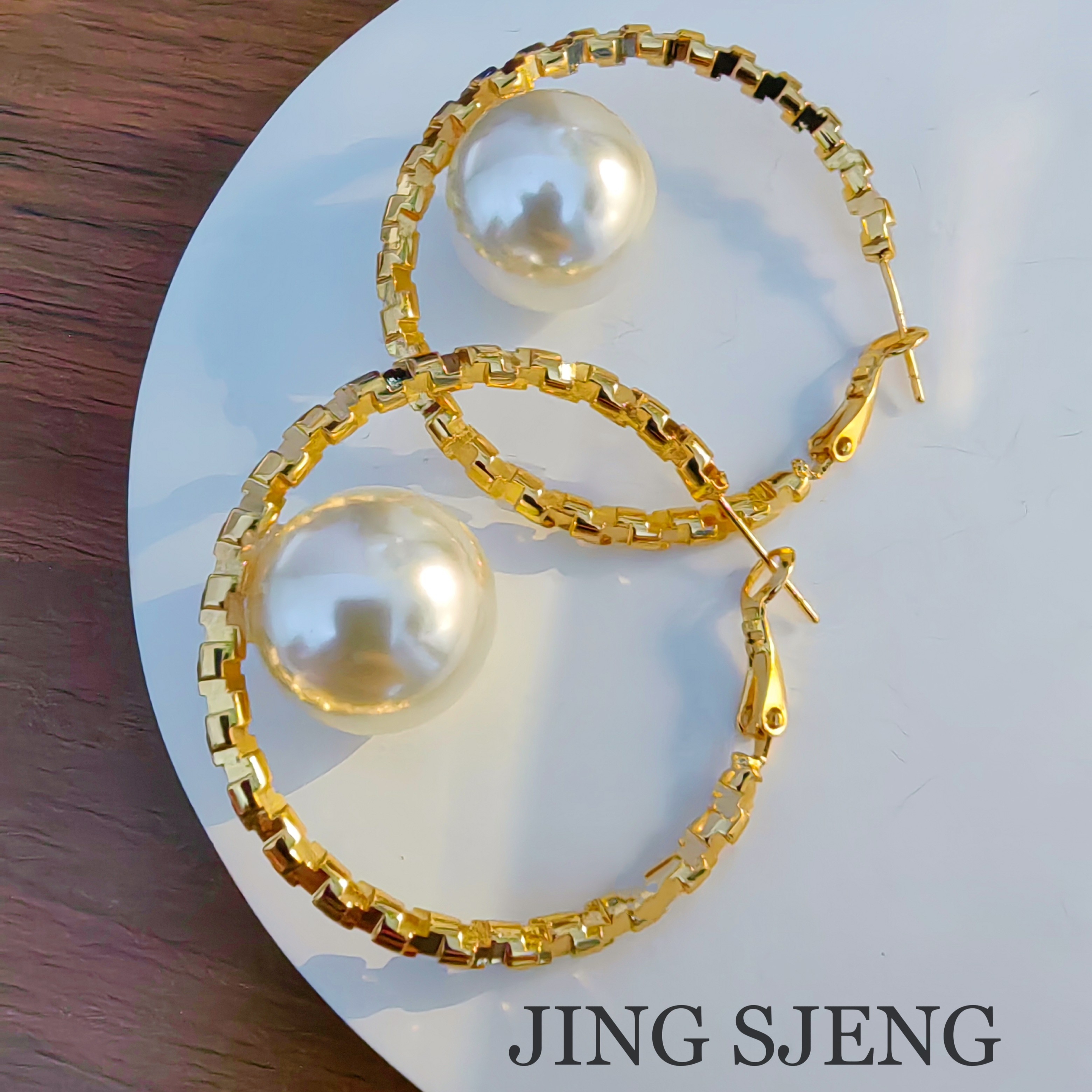 铜合金仿珍珠耳饰 【小时尚17】时尚百搭小众碎银耳圈珠珠耳环耳饰