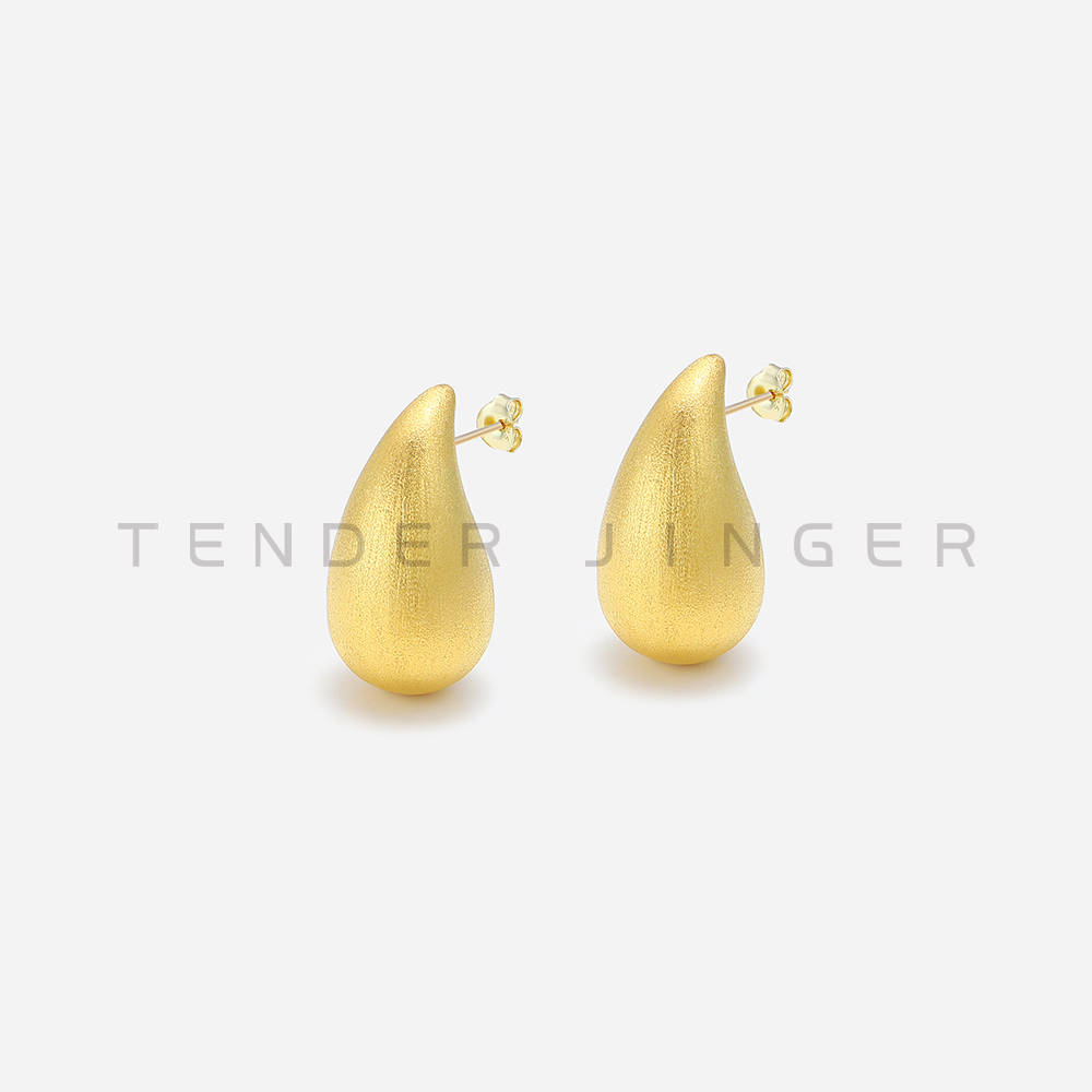 Tender Jinger 925银耳饰 ｜欧美系列*意大利拉丝喷砂水滴耳饰轻奢