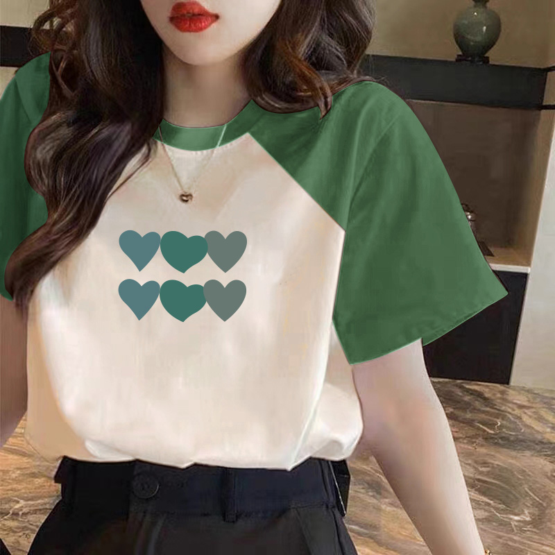 【上新】米子旗2023新版撞色短袖T恤纯棉时尚百搭高贵上档次女装