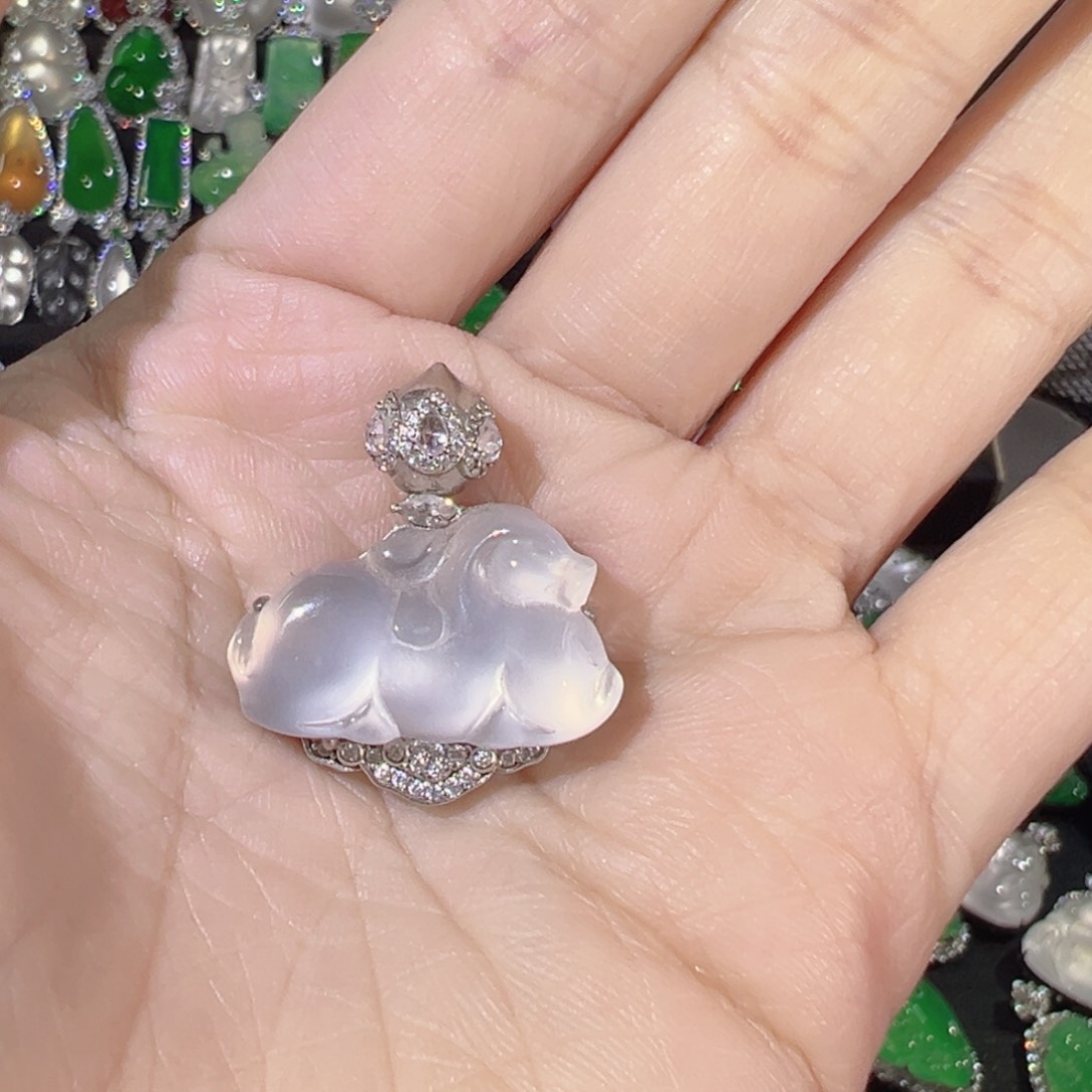 石英质玉颈饰银S925镶嵌