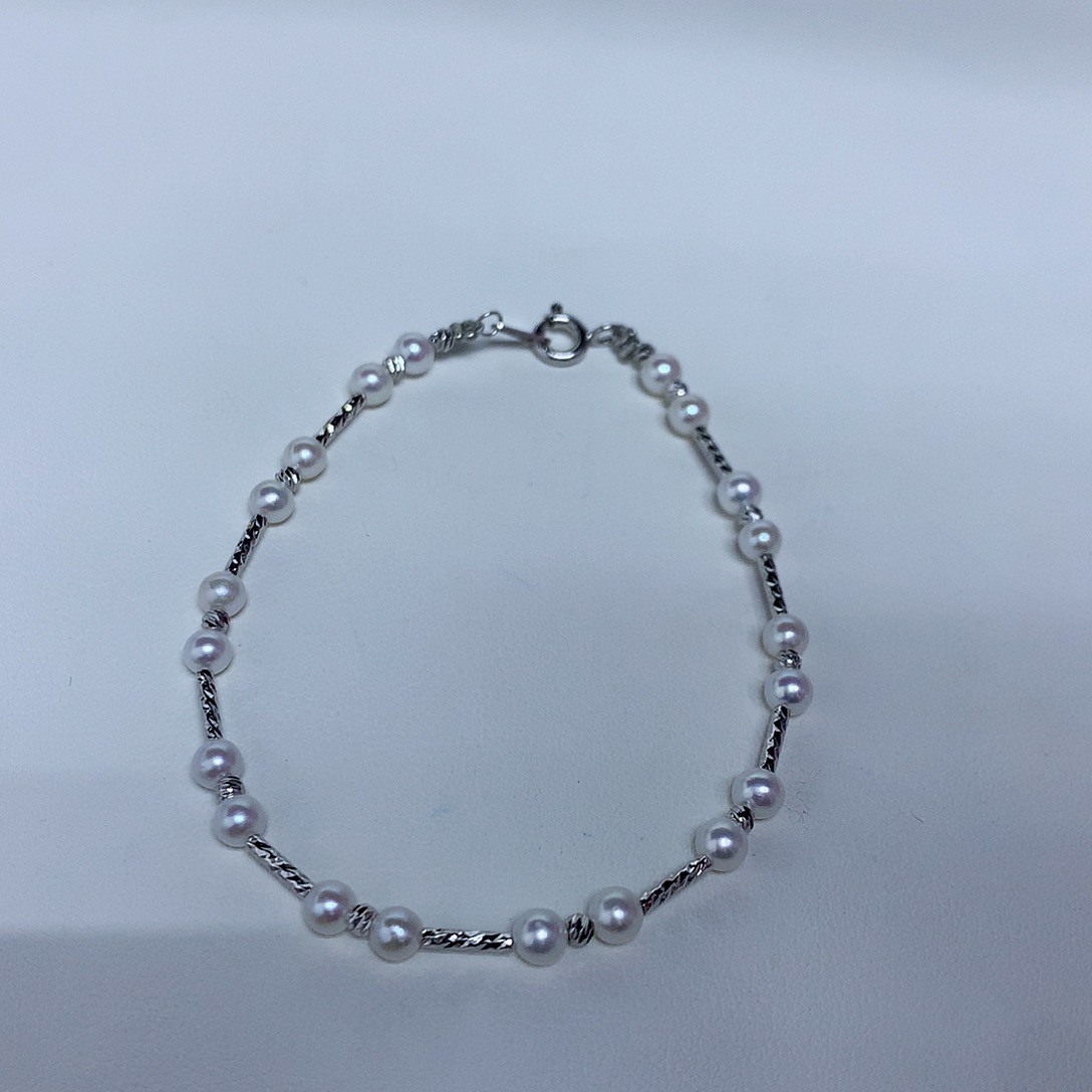 手链银S925镶嵌淡水珍珠4-5