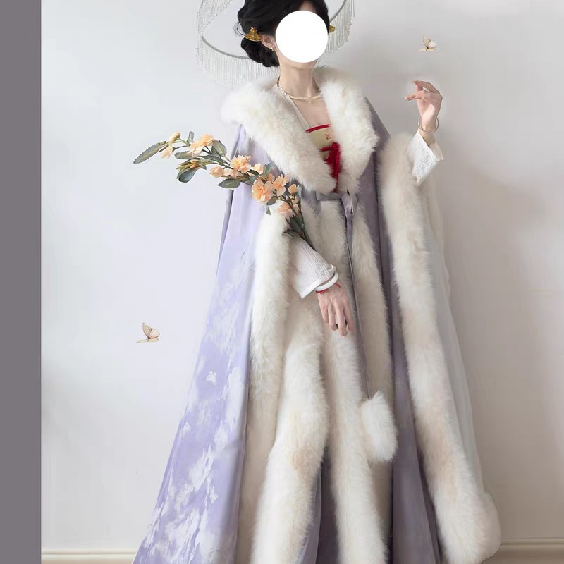 【大氅披风】加绒加棉冬季加厚保暖中国风拍照披风斗篷长款汉服