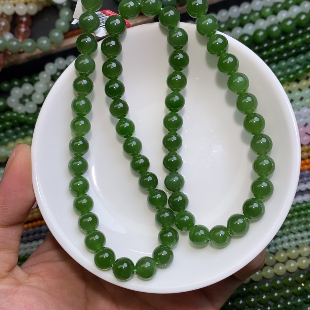 和田玉未镶嵌颈饰卡8肉底辣阳绿项链零包容