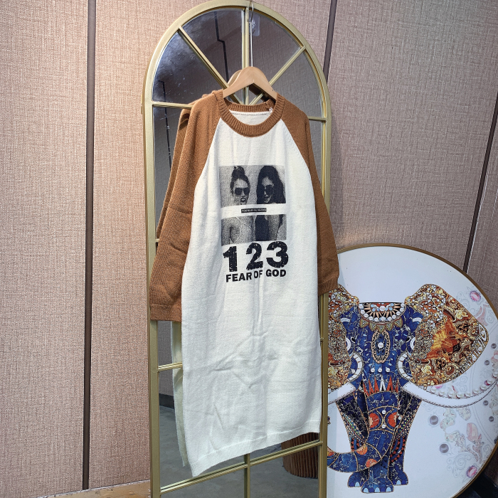 BR374孕妇杏色毛衣裙90-150