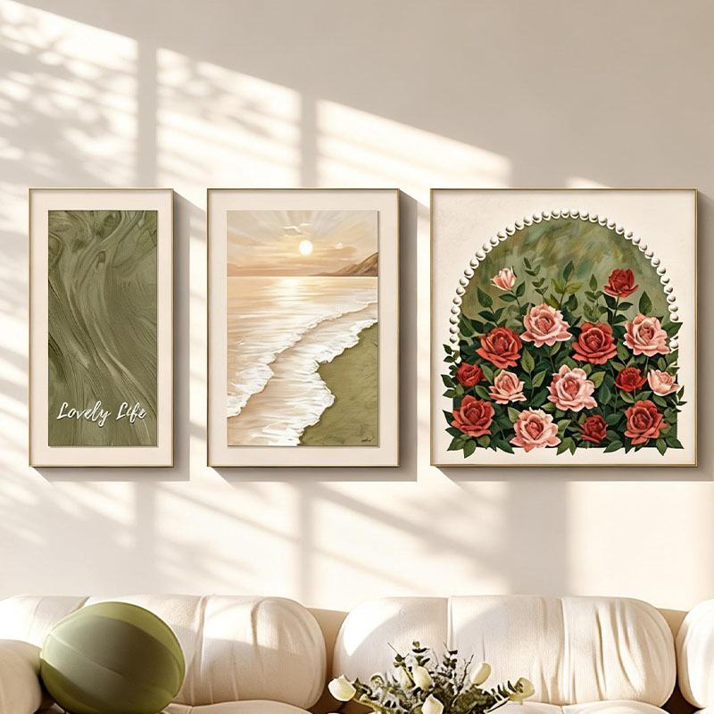 装饰画现代简约客厅背景墙壁画客餐厅轻奢艺术挂画沙发墙砂岩画