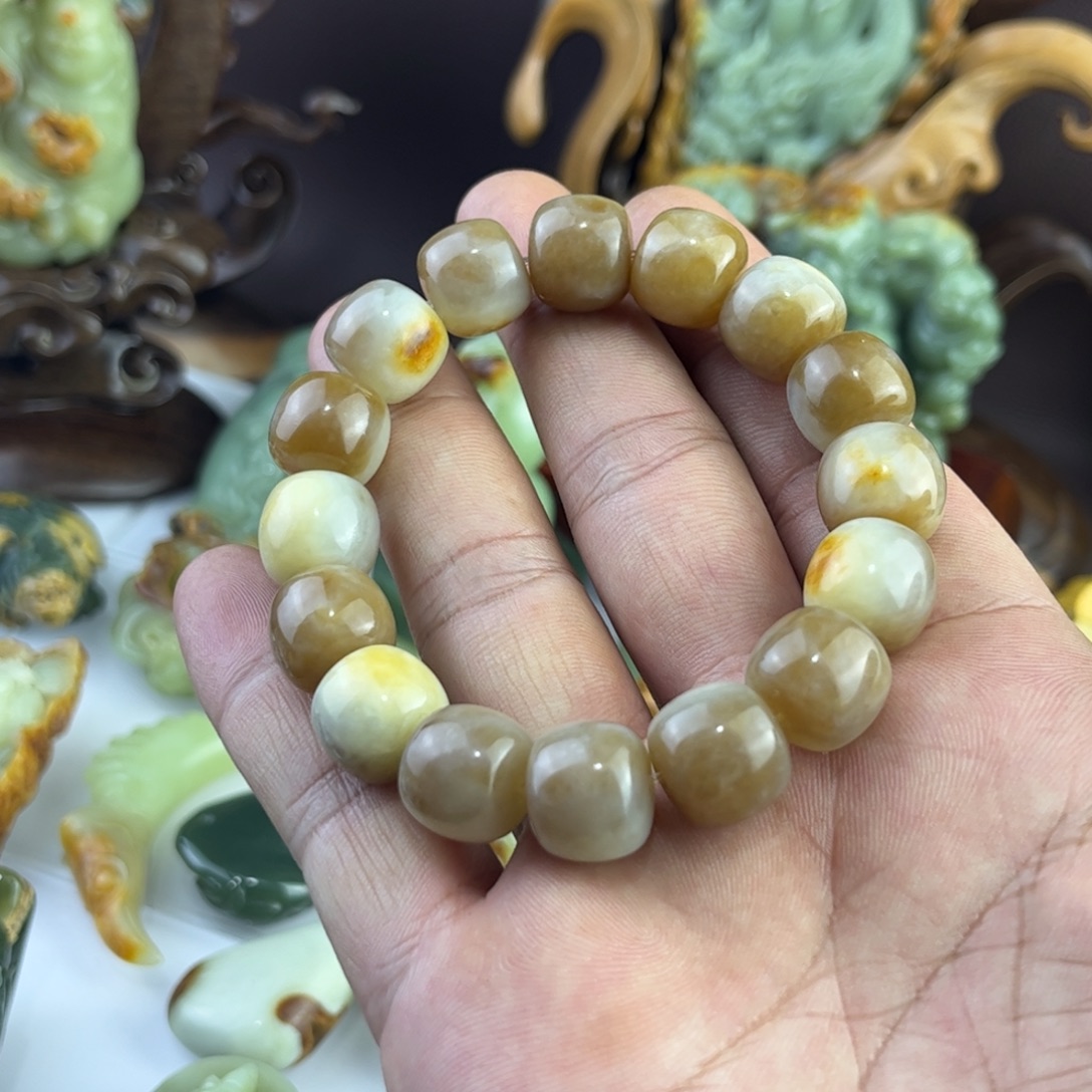 岫岩河磨玉（透闪石质玉）未镶嵌手链