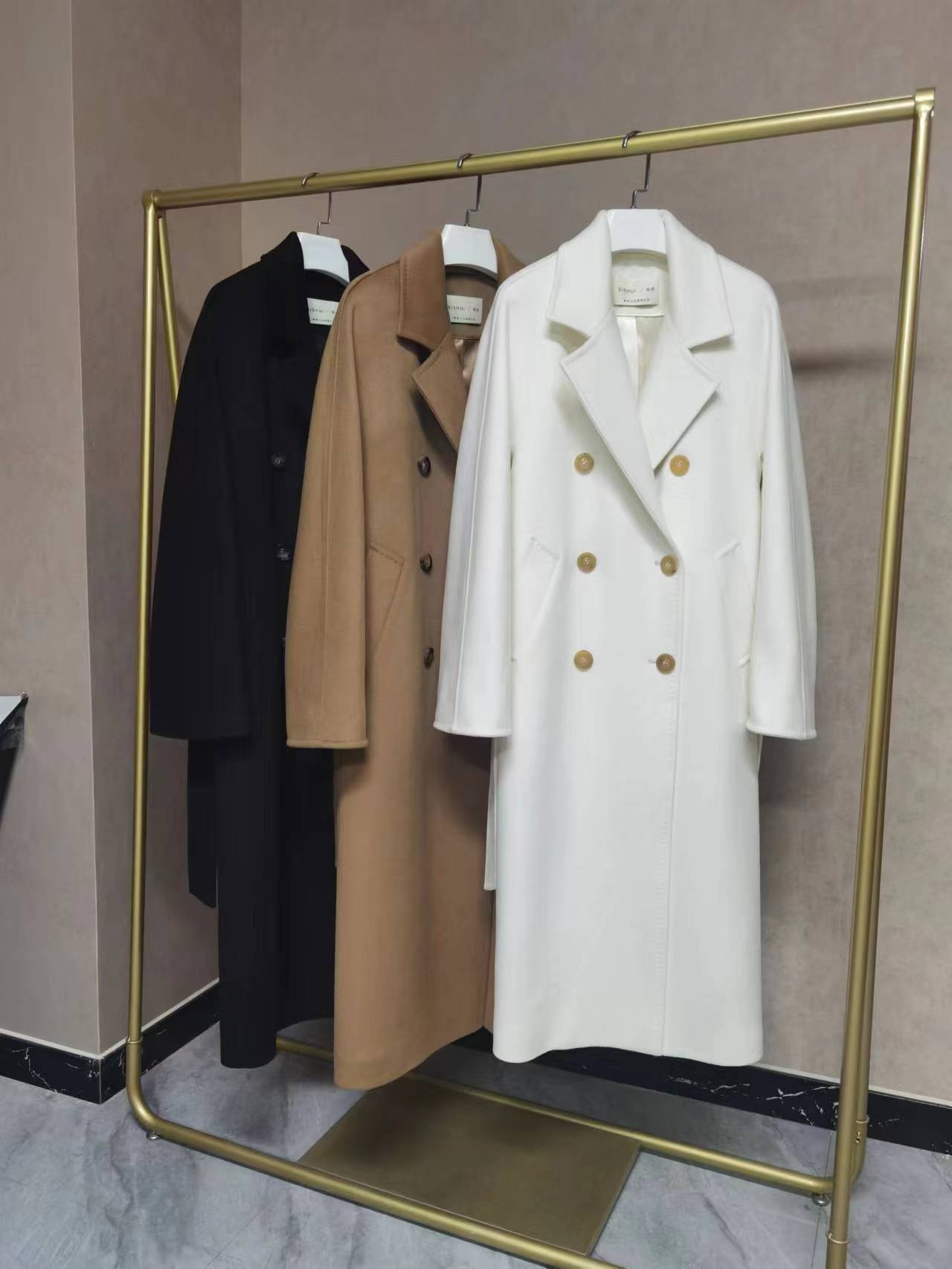 似水【100%小山羊绒】加长版老钱风双面带里衬女款加厚羊绒大衣818