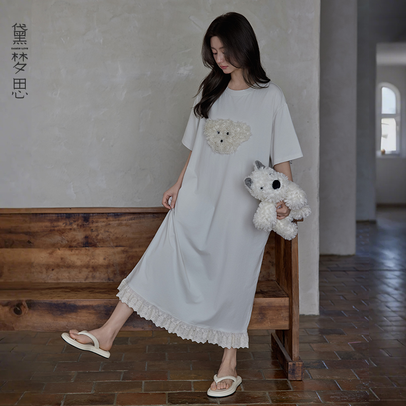 睡裙女款爆款2025新款女夏季凉感棉短袖家居服可爱睡衣空调服裙子
