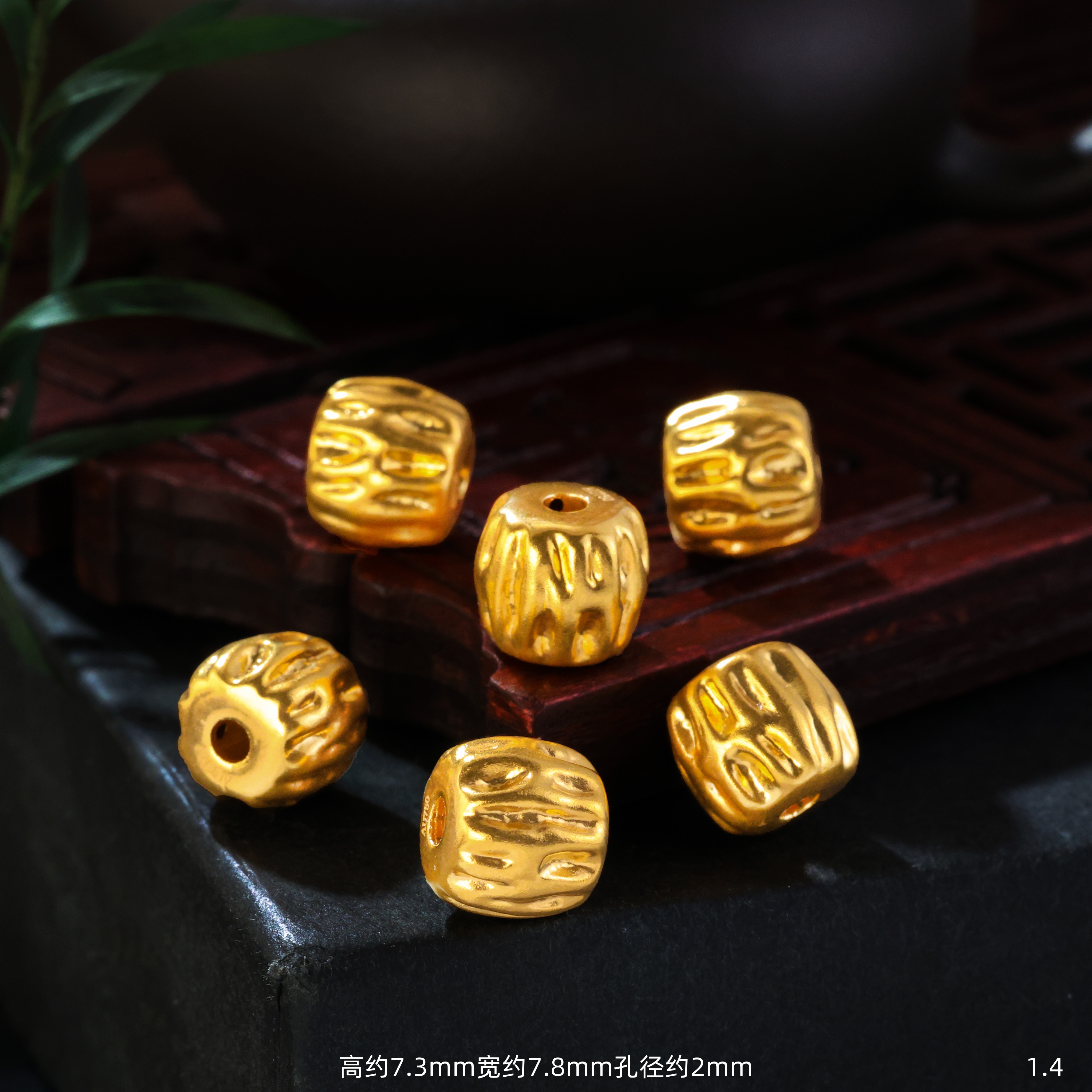 【金豆工厂】18K金百香籽老型桶珠8mm隔珠顶珠文玩珠串（厚5D金）D