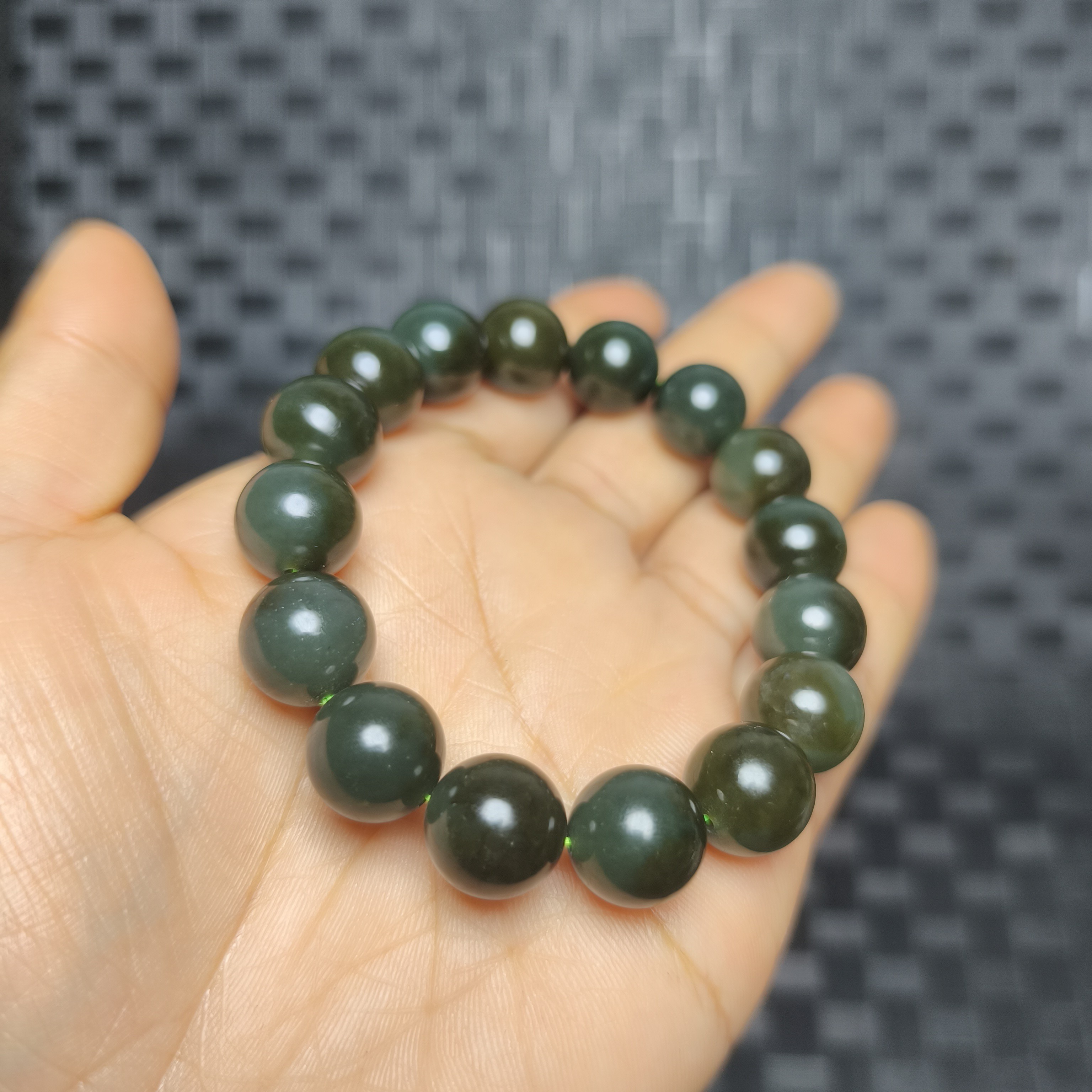 12mm和田玉青蓝调老熟油料男女同款手串