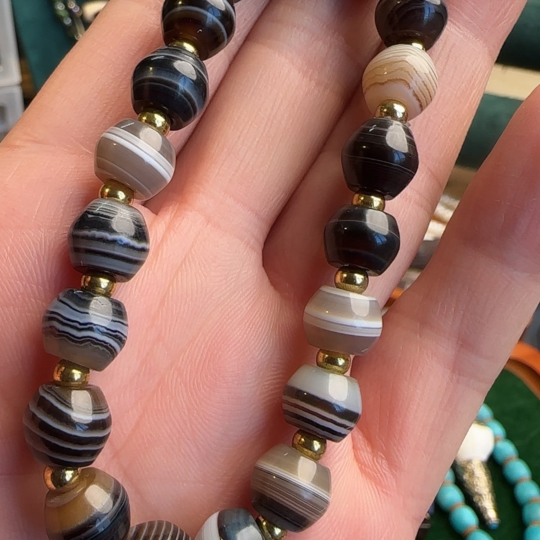 玛瑙/玉髓合金颈饰满纹路缠丝鼓珠9m