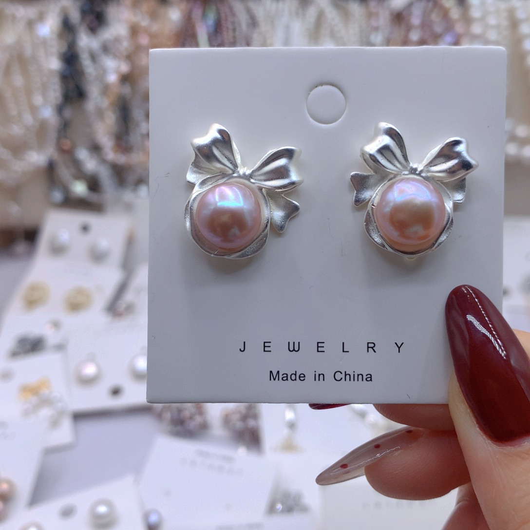 淡水珍珠耳饰银S925镶嵌