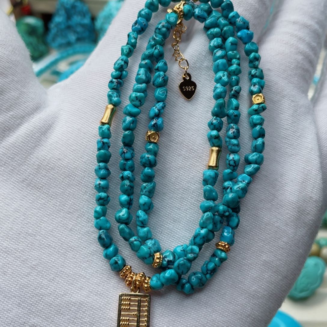 绿松石珠宝奇石银S925镶嵌