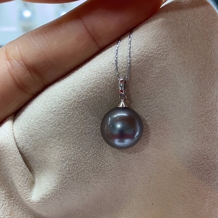 海水珍珠吊坠(不含链)18K金镶嵌12mm