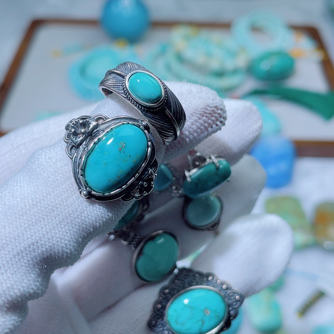 n***i绿松石银S925镶嵌珠宝奇石