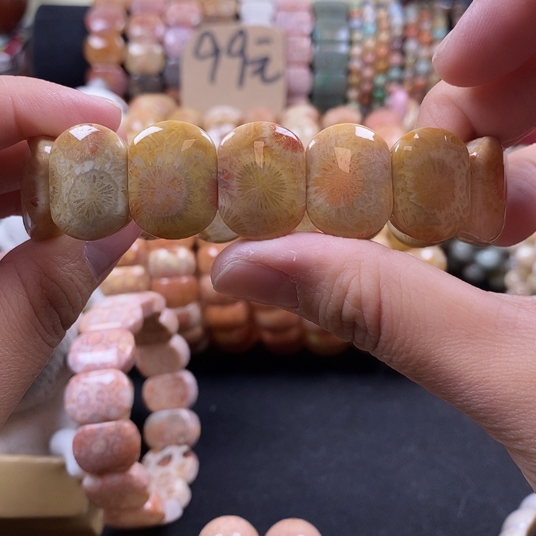 硅化珊瑚（珊瑚玉）未镶嵌手牌14号