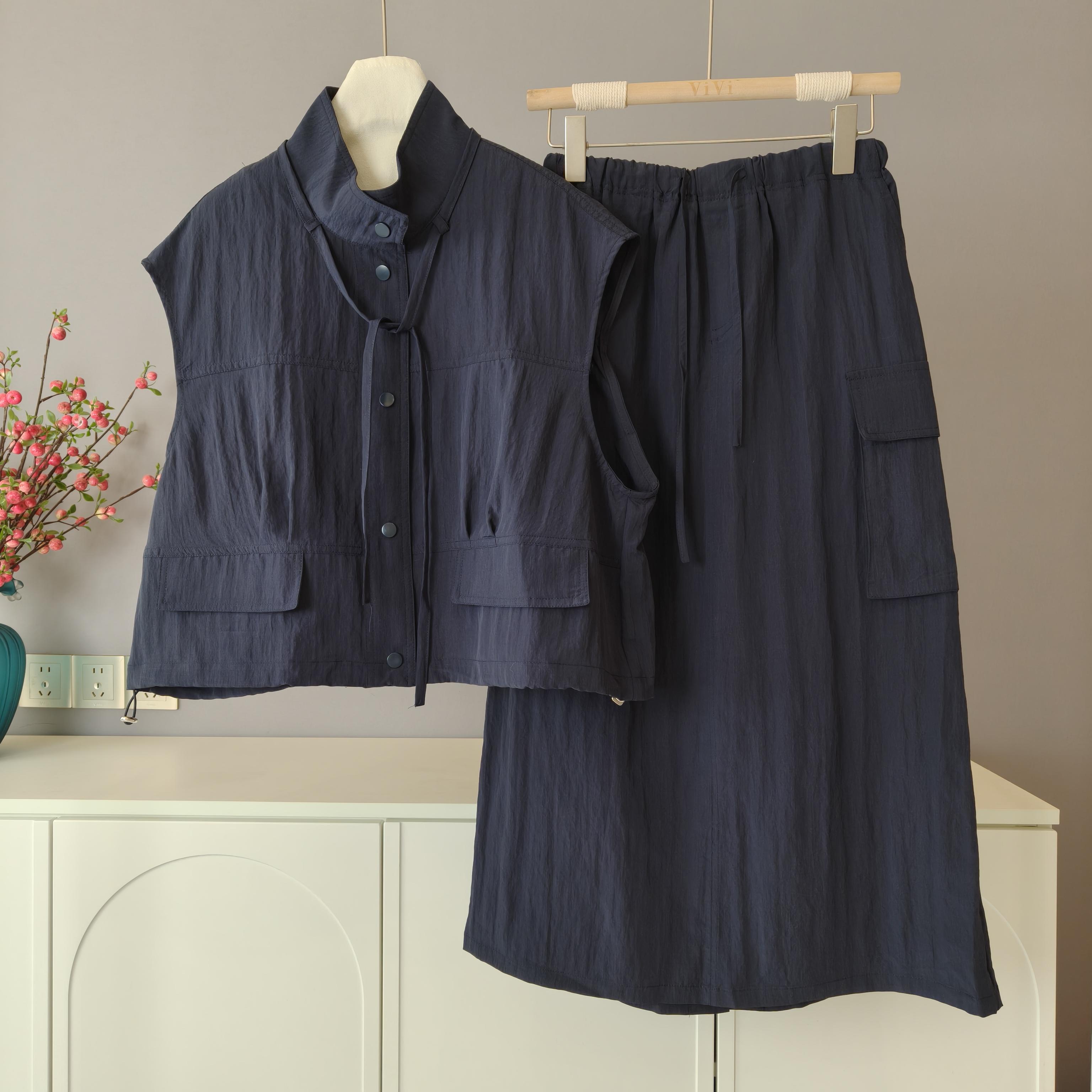 【伟伟专属】洋气百搭工装工马甲半裙套装