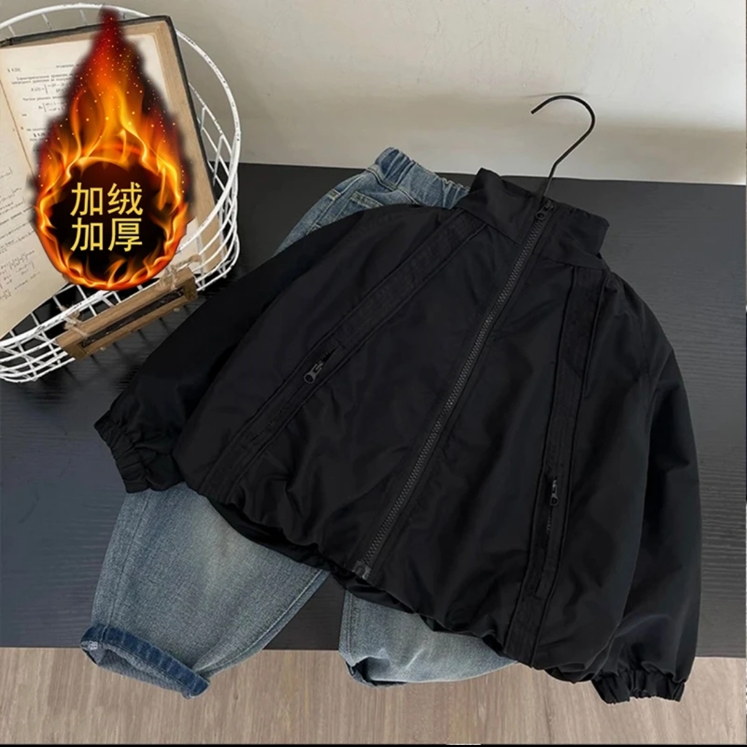 2025新款春秋装儿童韩版时尚气质潮流酷帅工装纯色高冷外套-992