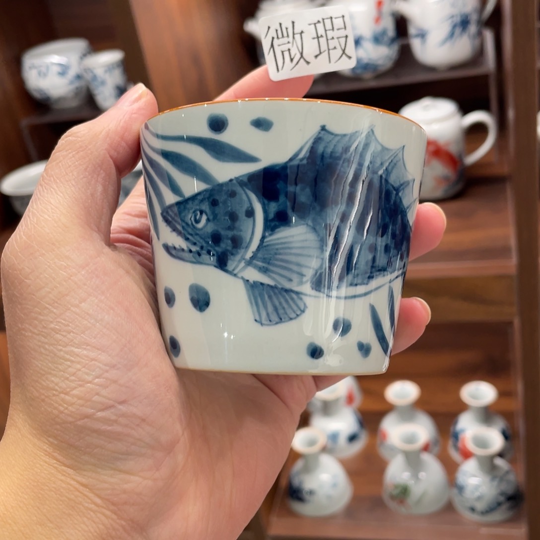 釉下手绘茶具微瑕