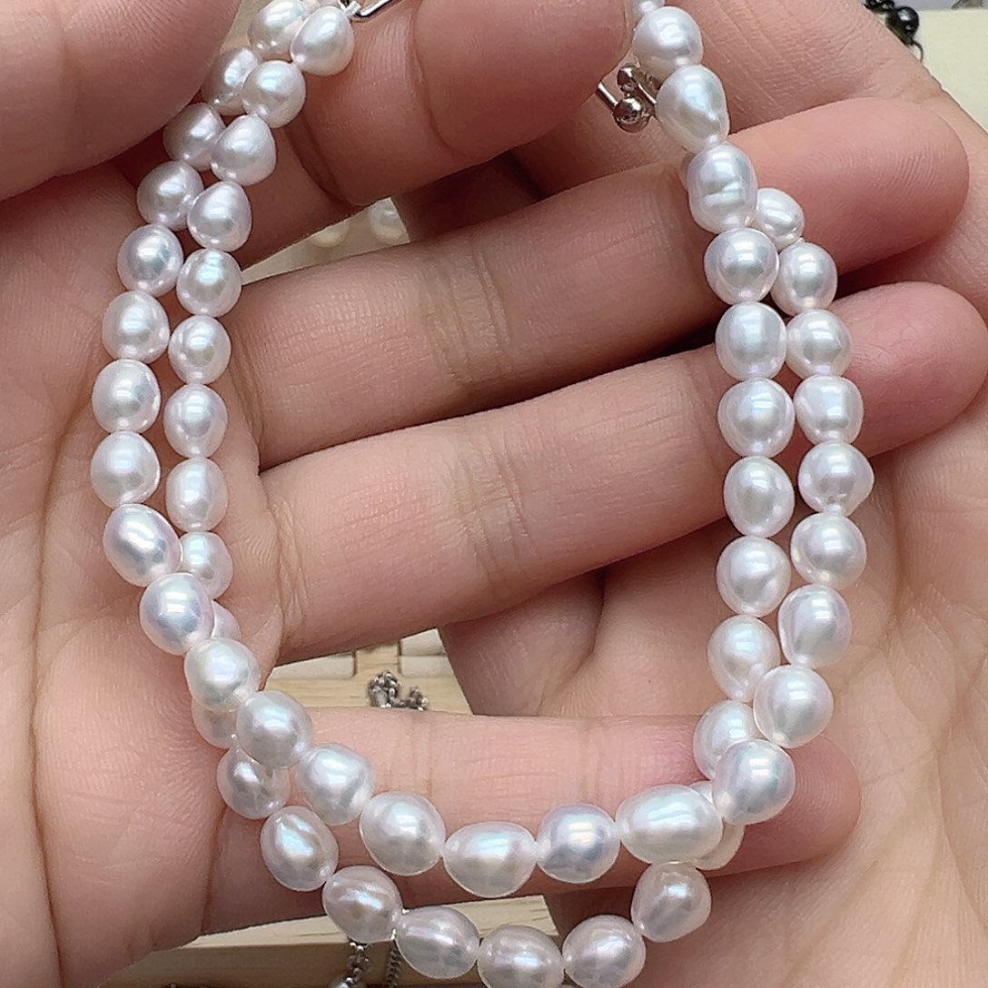 淡水珍珠银S925镶嵌颈饰