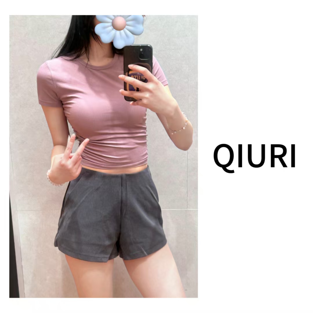 QIURI AITK运动 螺纹短袖LU修身短款速干瑜伽