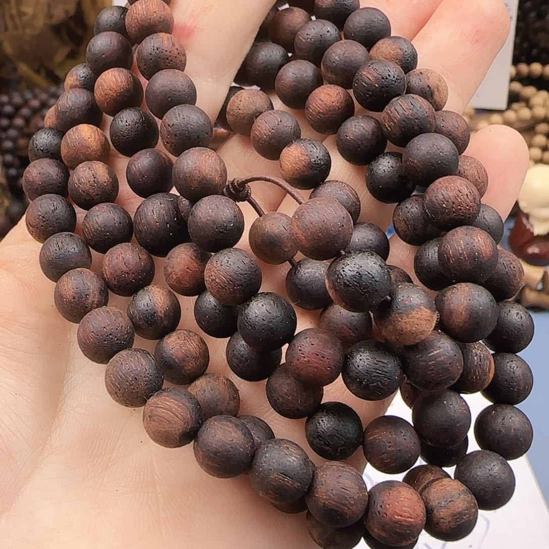 降真香手串/手链0.8#108糖结麻丝金丝多圈