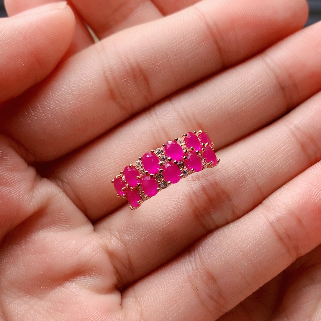 红宝石戒指银S925镶嵌