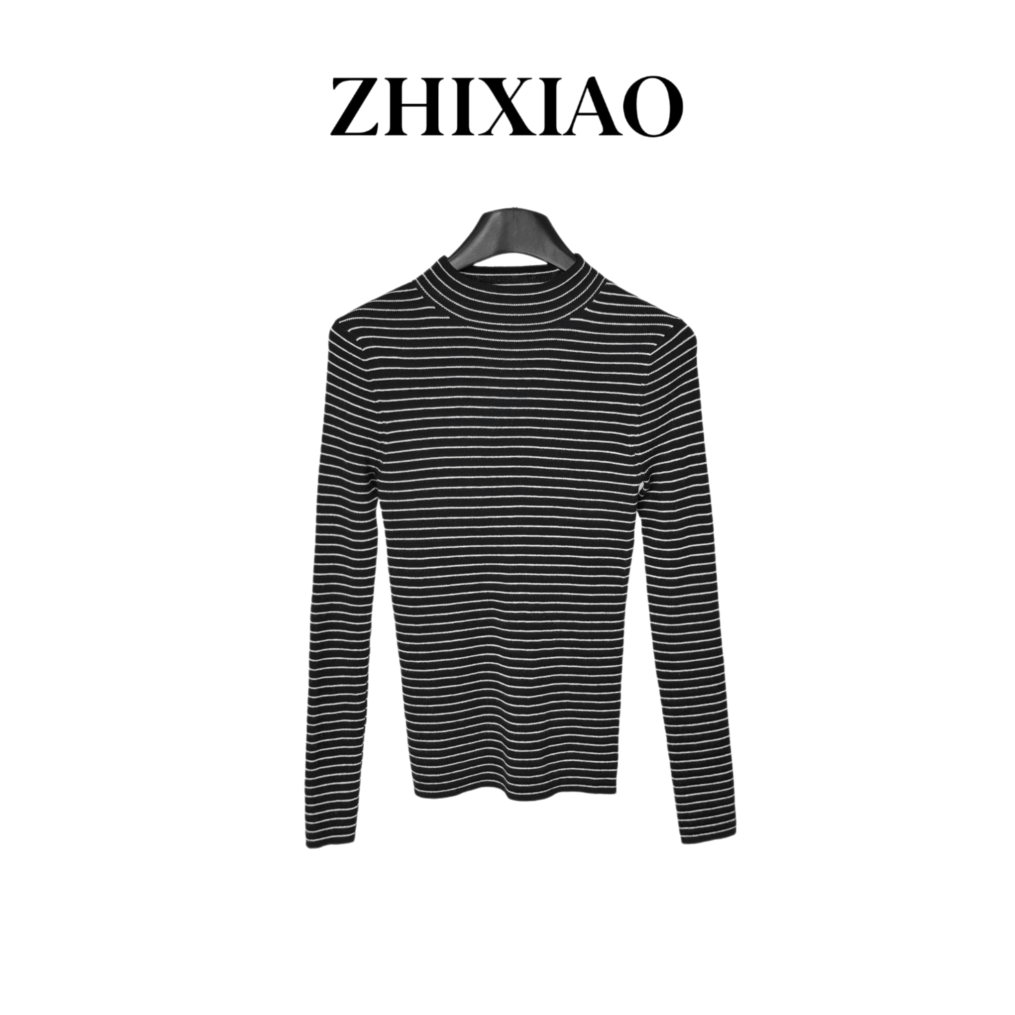 【ZHIXIAO】秋冬新款：圆领条纹上衣9009