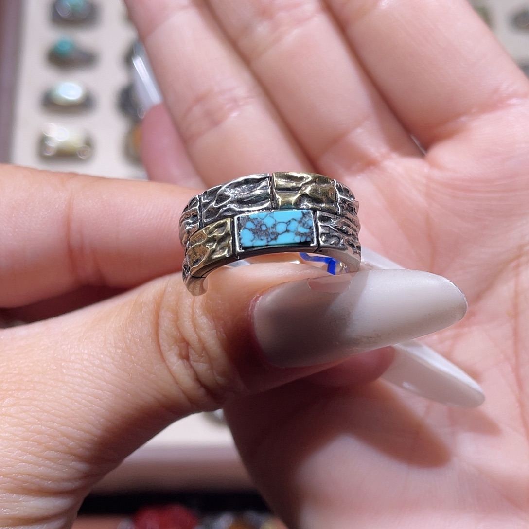 *****绿松石银S925镶嵌戒指戒指
