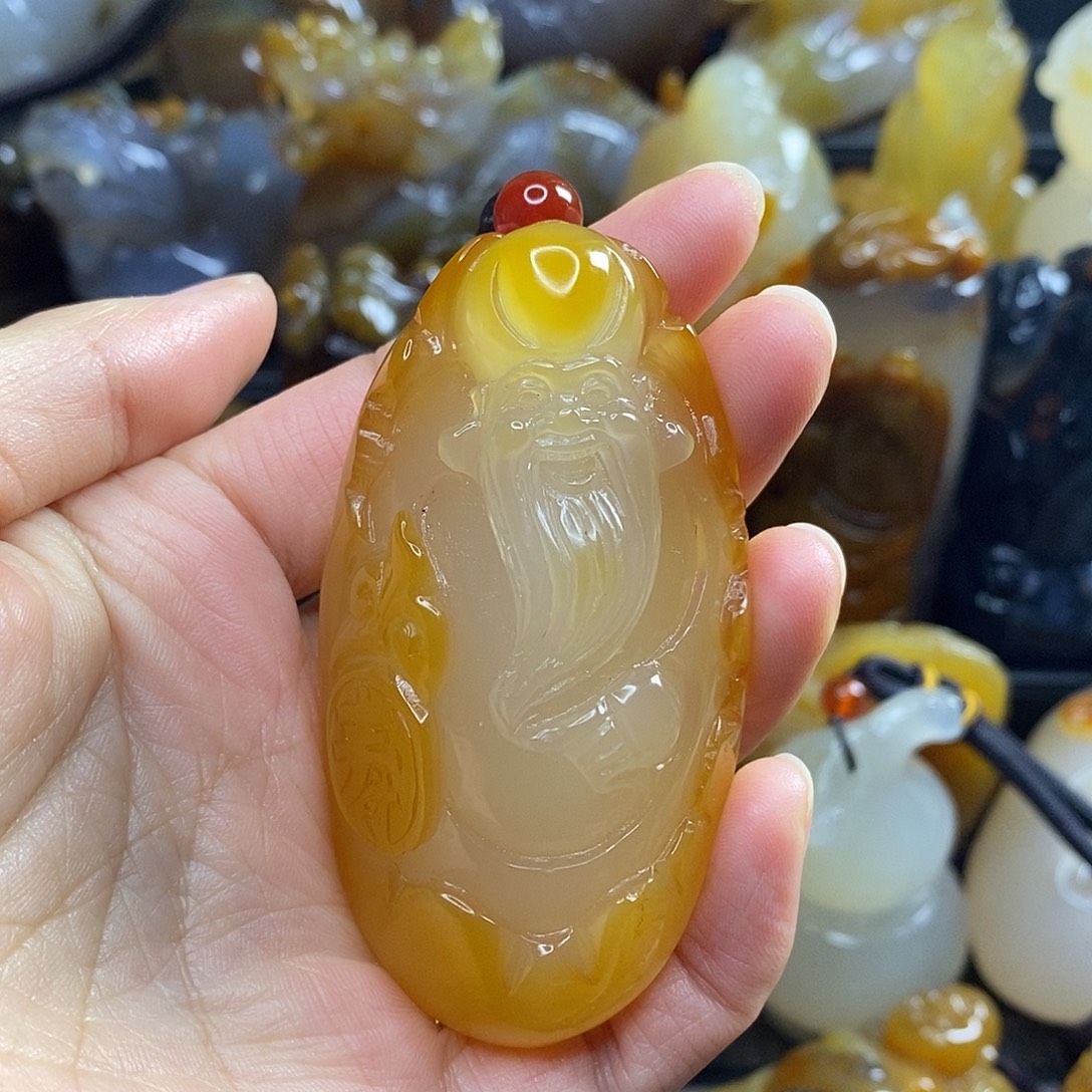 甜***儿玛瑙/玉髓未镶嵌手把件