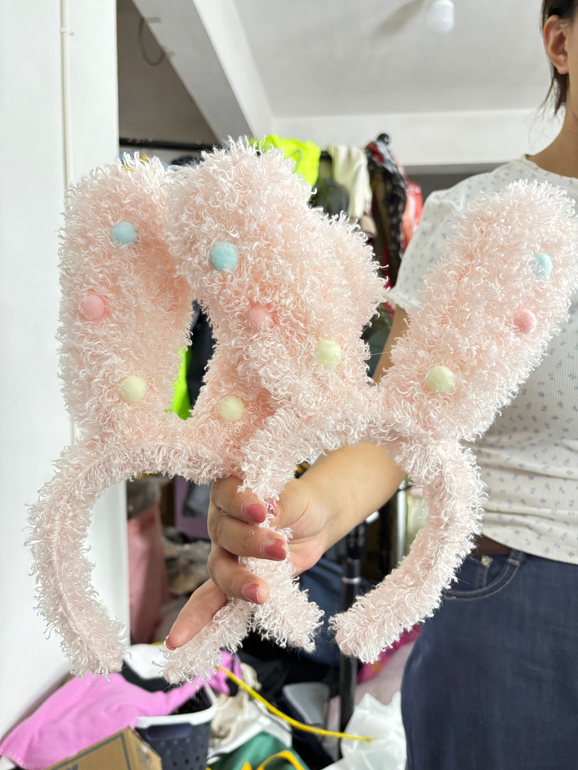 【发2个】可爱风毛绒兔子耳朵发箍