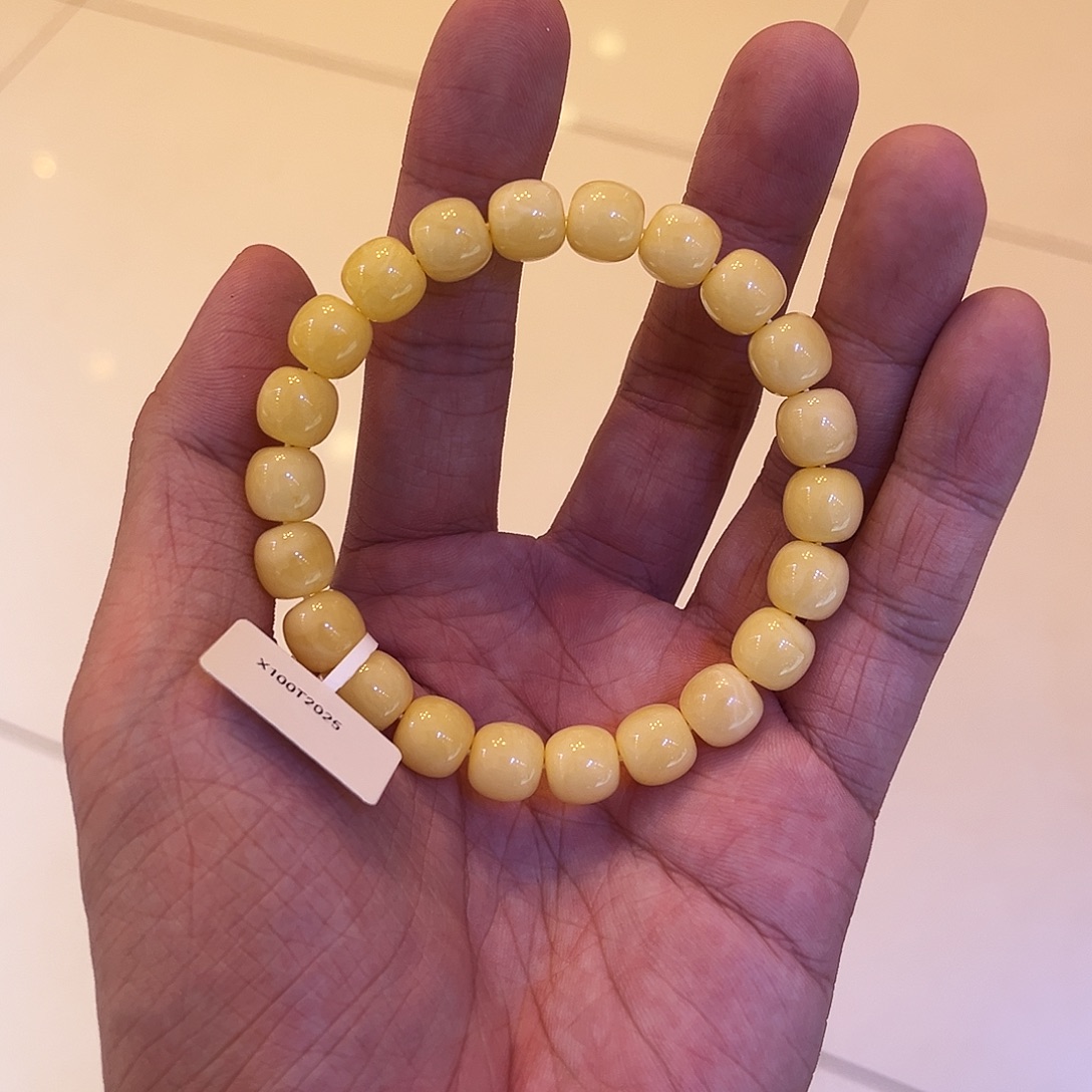 手链蜜蜡未镶嵌奶黄浓蜡9.5mm*9mm精工高桩