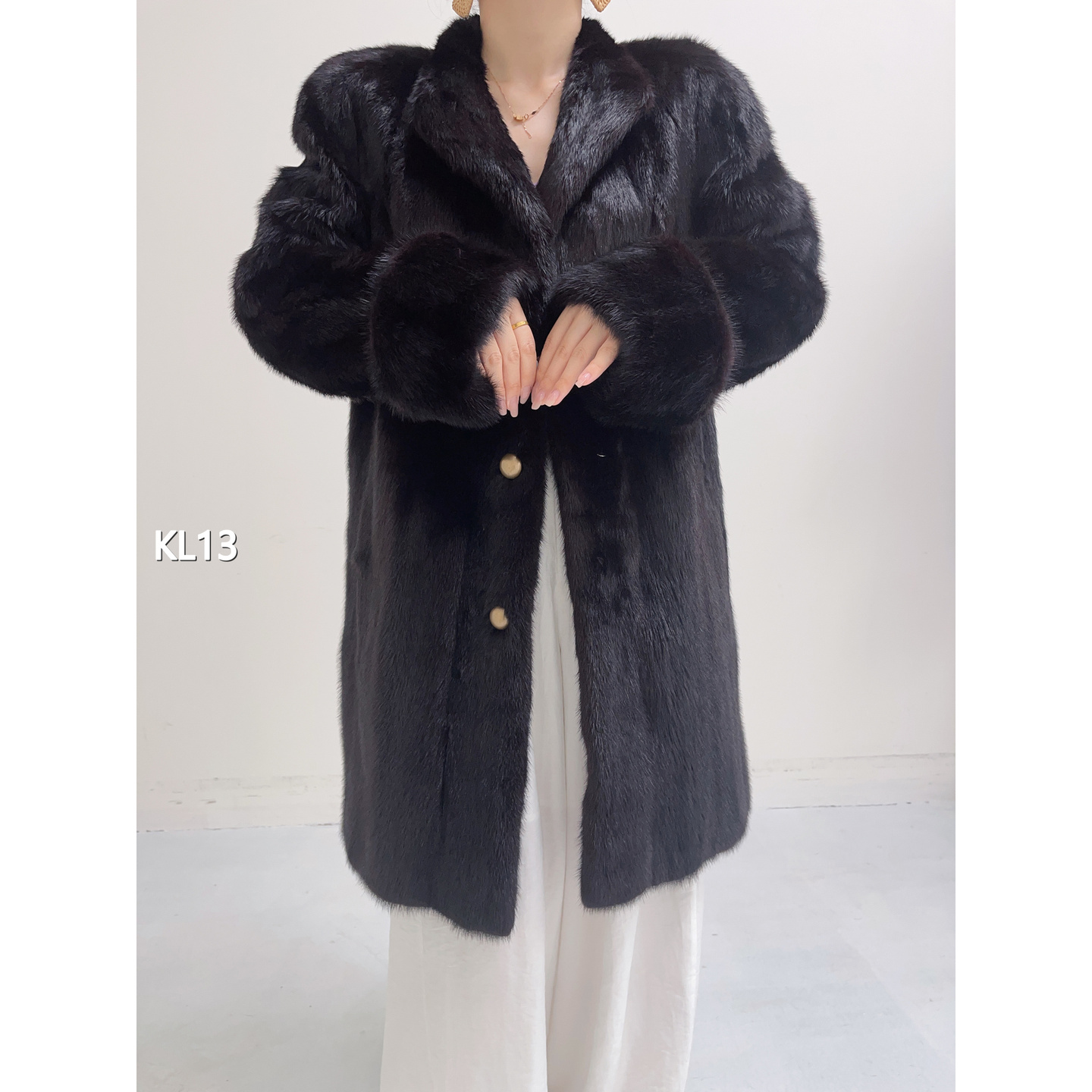 【KL13】M 红黑色中长款全抽水貂大衣（肩41胸106衣87袖60）35013