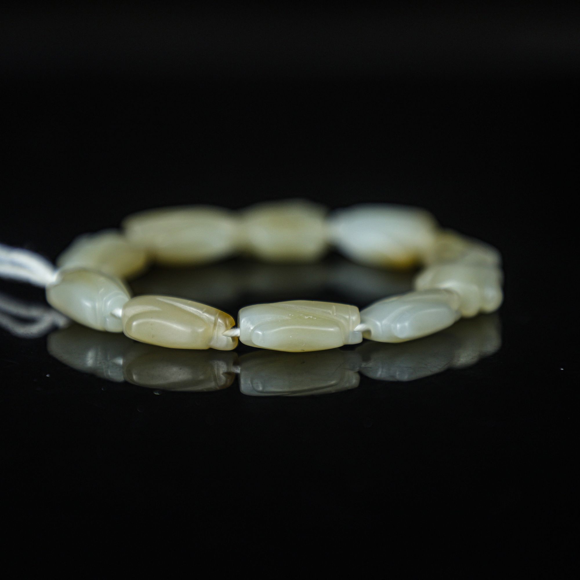 TCWWA09719清晚和田白玉翁仲手串