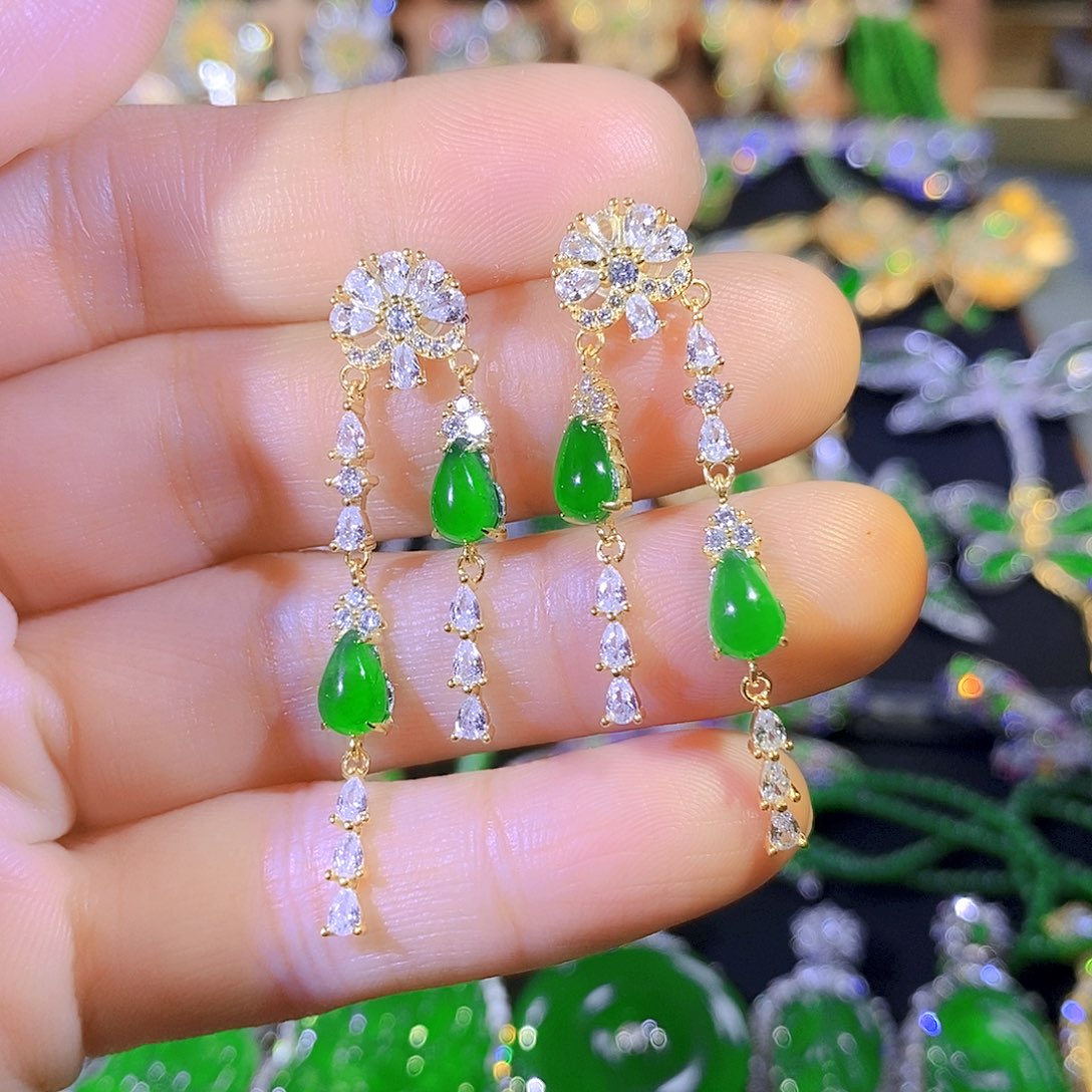 吊坠(不含链)银S925镶嵌翡翠