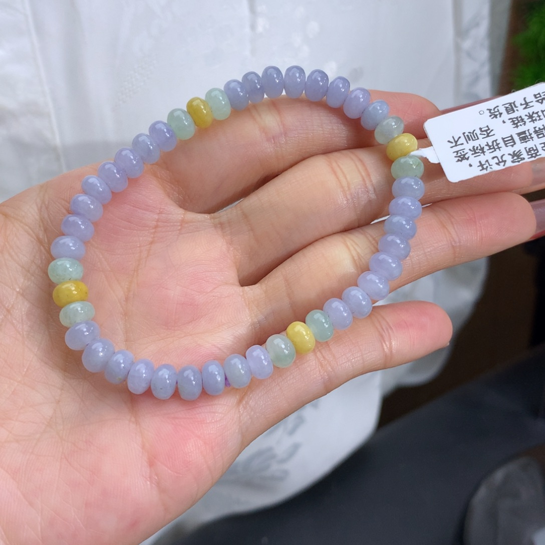 翡翠手链未镶嵌卡5.9紫鼓珠手串