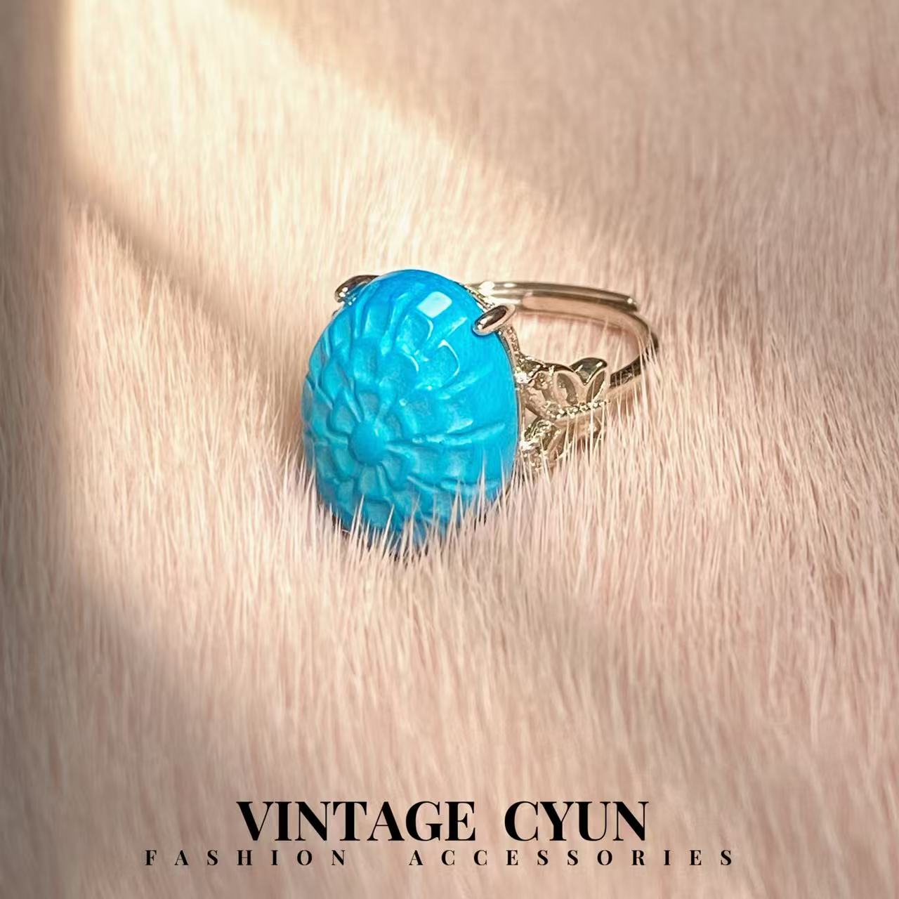 铜合金戒指 90087雕刻戒面松时尚活口戒指