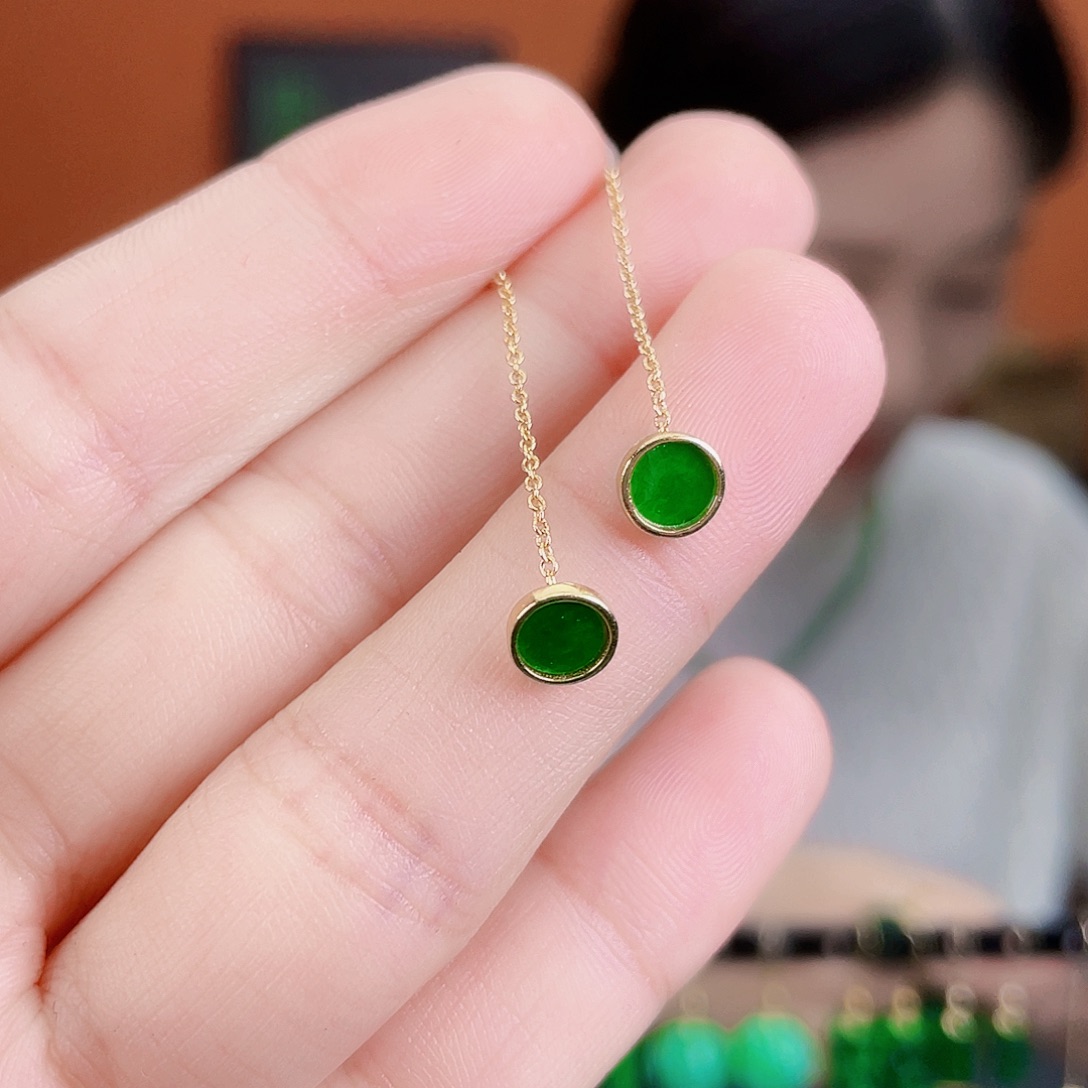 翡翠银S925镶嵌耳饰