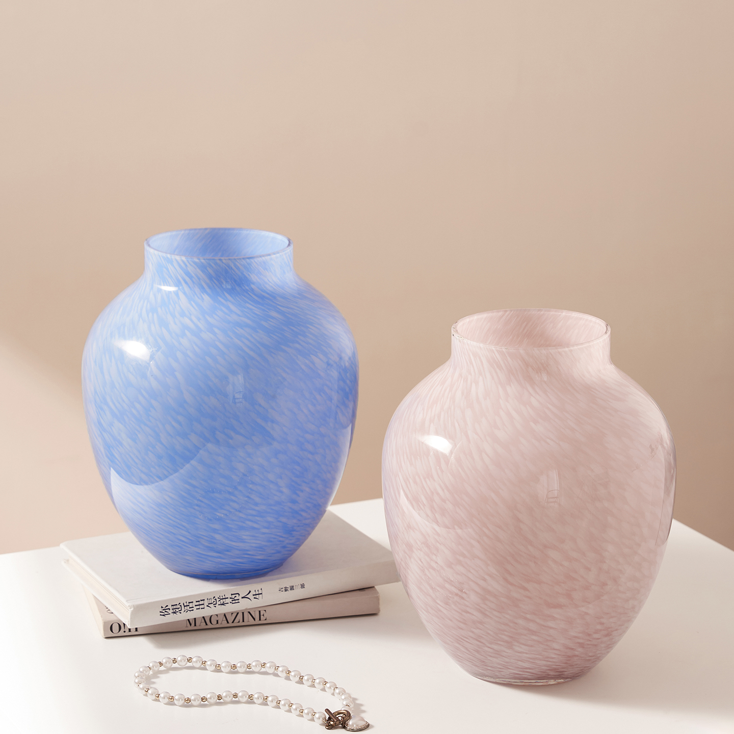 特别好看云雾琉璃花瓶轻奢高级感家居装饰摆件大肚水培玻璃鲜花器